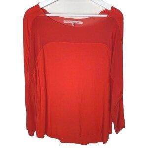 Rachel Roy Orange Long Sleeve Crepe Blouse Women’s Medium Scoop Neck Work Top